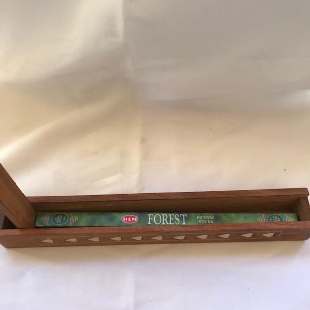 Agarbatti Wood Handmade Coffin Box Incense Stick Burner Holder White Inlay 12" - Picture 3 of 5